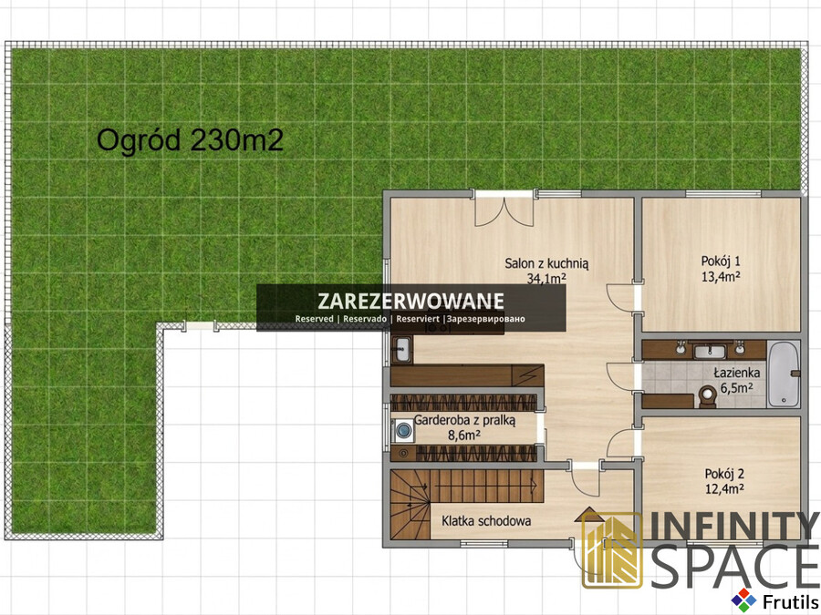 M3 Wawer 75m2 | Ogród 230m2 | Klima | Parking x2 – zdjęcie 16 z 17